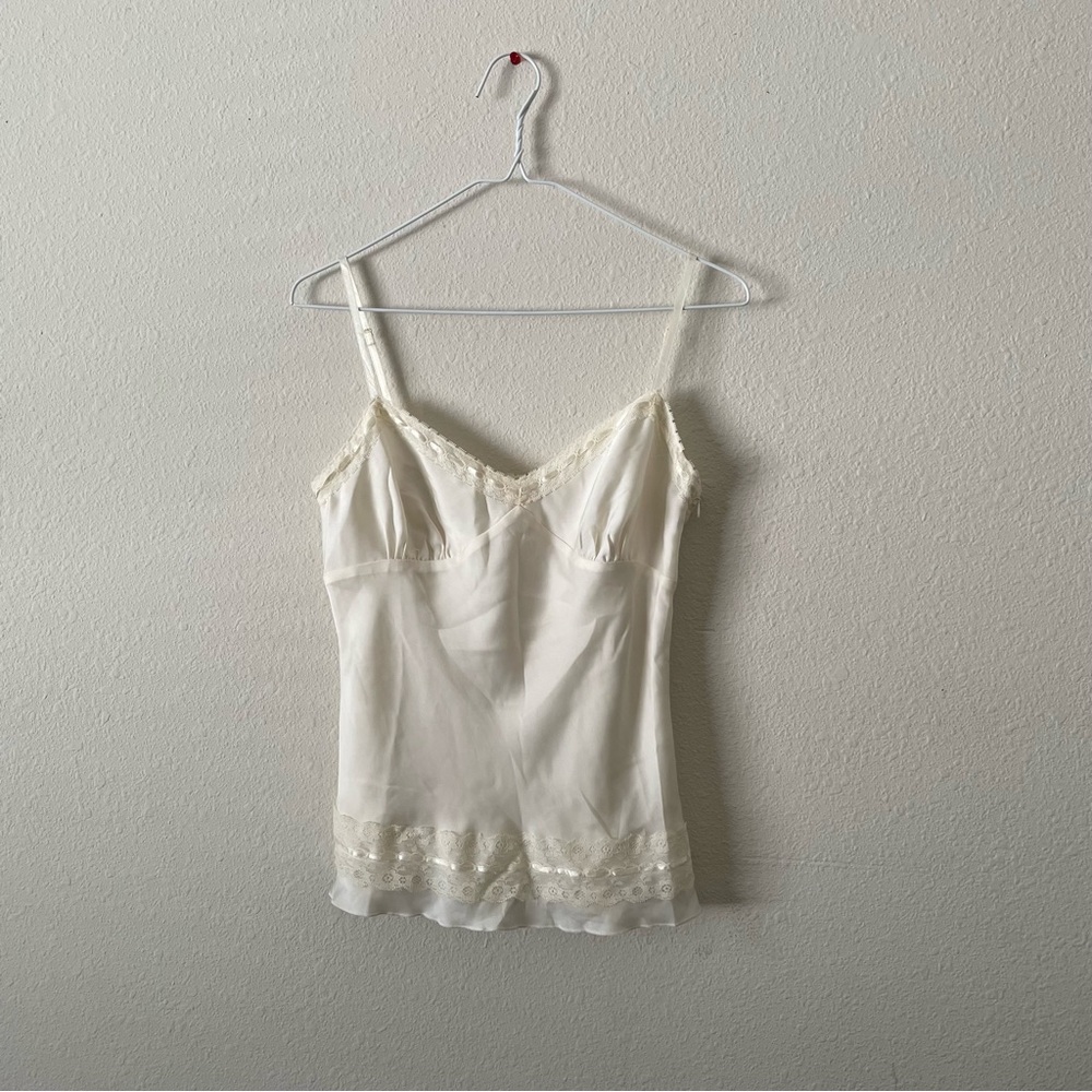 White Lace Trim Cami Top